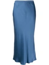 Anine Bing Bar Silk-satin Midi Skirt In Blue