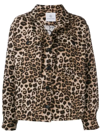 Anine Bing Flynn Leopard Jacket In Brown
