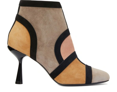 Pierre Hardy 'frame' Suede Patchwork Ankle Boots In Suede Kid Multi Camel