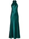 Galvan Sienna Halterneck Maxi Dress In Green