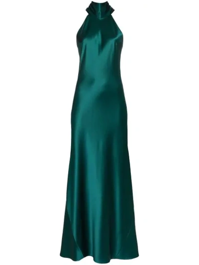 Galvan Sienna Halterneck Maxi Dress In Green