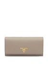 Prada Logo-plaque Continental Wallet In Grey