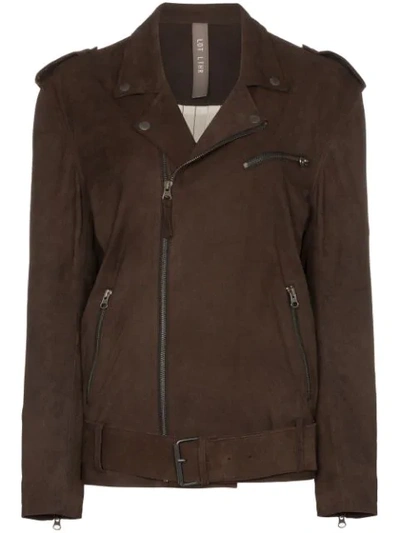 Lot Lthr Suede Biker Jacket In Brown