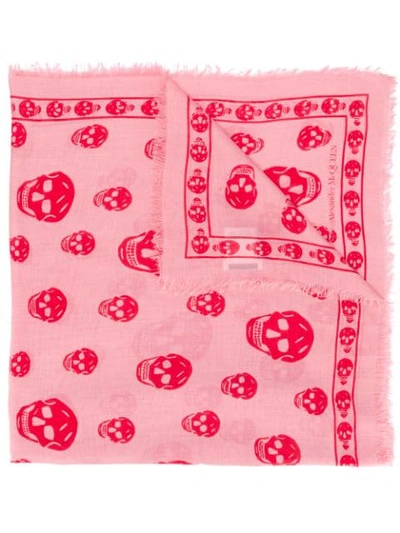 Alexander Mcqueen Skull Print Foulard In Pink