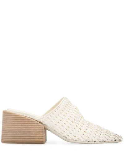 Marsèll Block Heel Woven Leather Mules In White