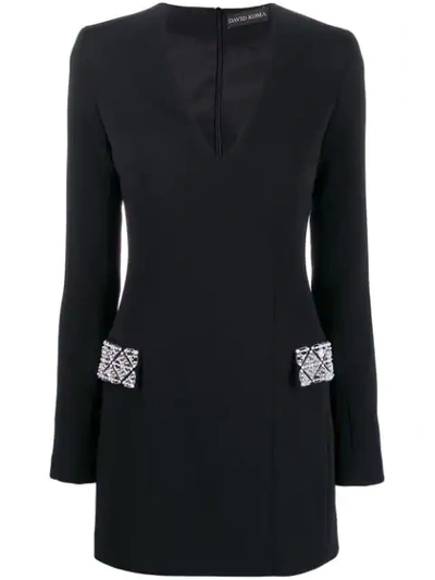 David Koma Embellished Pocket Dress In Black