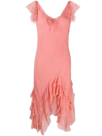 Pre-owned Dior  Ruffled Pointy Dress In Pink