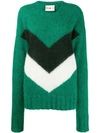 Plan C Colour Block Jumper In Green