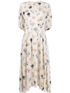 Marni Floral Printed Flared Dress In Neutrals