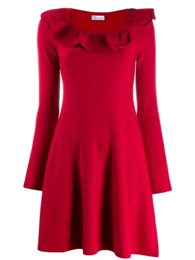 Red Valentino Ruffled Knitted Short Dress In Red | ModeSens