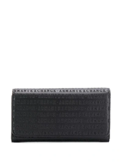 Armani Exchange Logo Embossed Wallet In Black