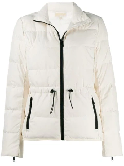 Michael Michael Kors Contrast Trim Puffer Jacket In White