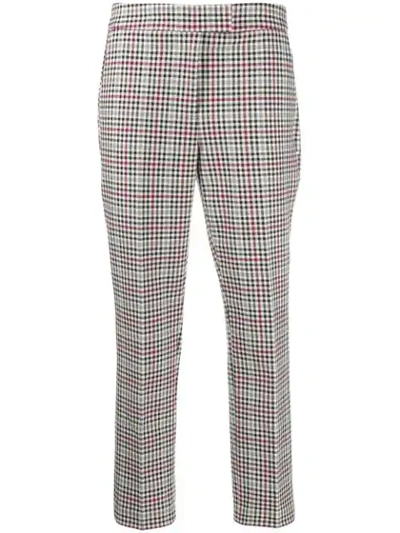 Michael Michael Kors Glen Checkered Twill Cropped Trousers In Black
