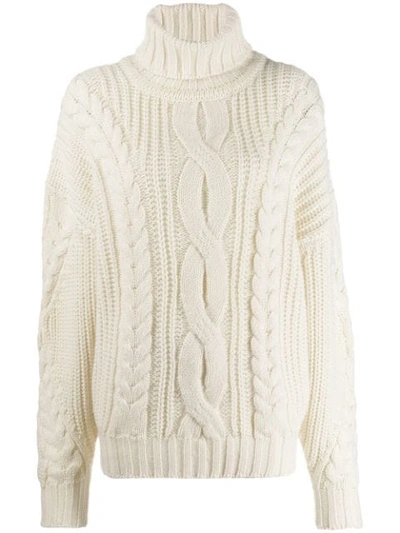 Circus Hotel Chunky Knit Rollneck Sweater In Neutrals