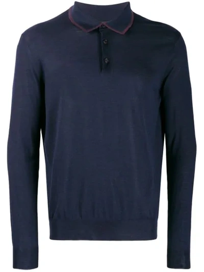 Ermenegildo Zegna Fine Knit Polo Shirt In Blue