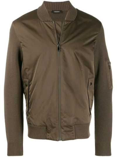 Z Zegna Classic Bomber Jacket In Brown