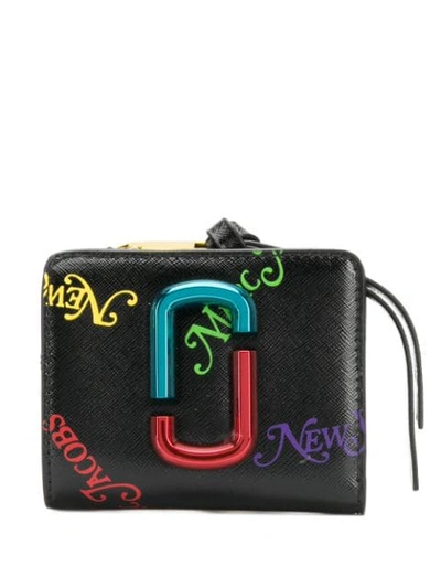 Marc Jacobs Snapshot New York Mag Mini Compact Wallet In Black Leather
