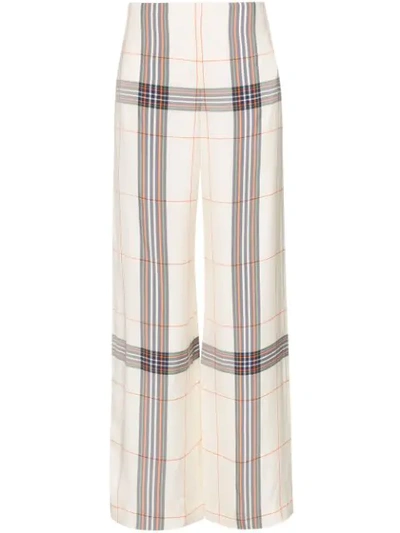 Roland Mouret Tayport Wide Leg Checked Trousers In Multicolour