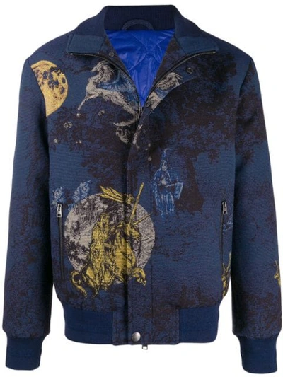 Etro Bomber Jacket With Embroidery In Blue