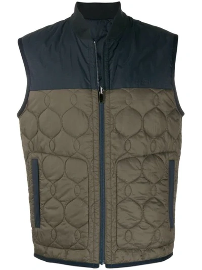 Z Zegna Quilted Panel Gilet In 117 Brown 