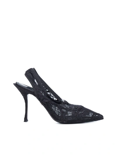 Dolce & Gabbana Lace Slingback In Nero