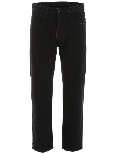 Prada Jeans With Triangle Logo In Black Black (black)