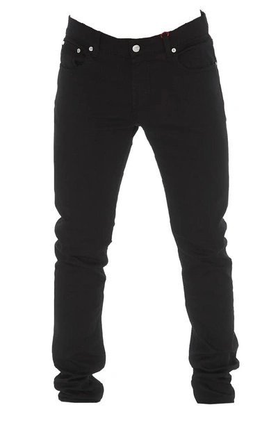 Alexander Mcqueen Embroidered Pocket Skinny Fit Jeans In Black
