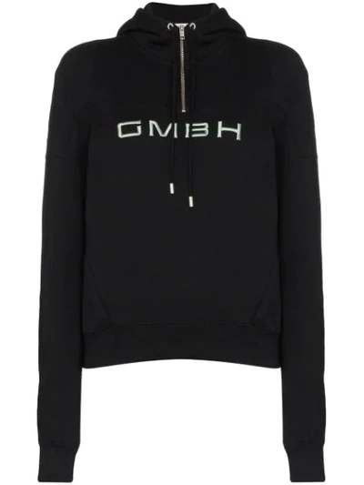 Gmbh Half-zip Logo-embroidered Hoodie In Black