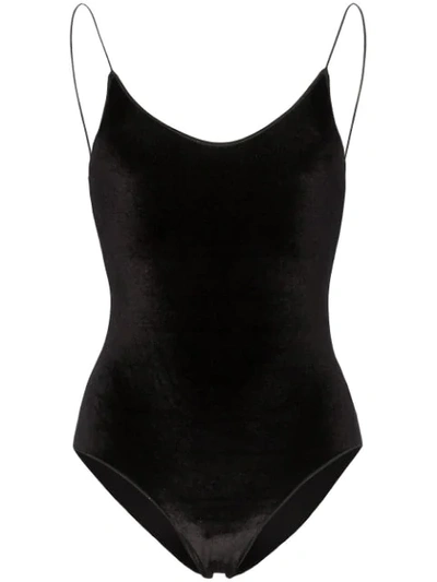 Oseree Travaillé Velvet Swimsuit In Black