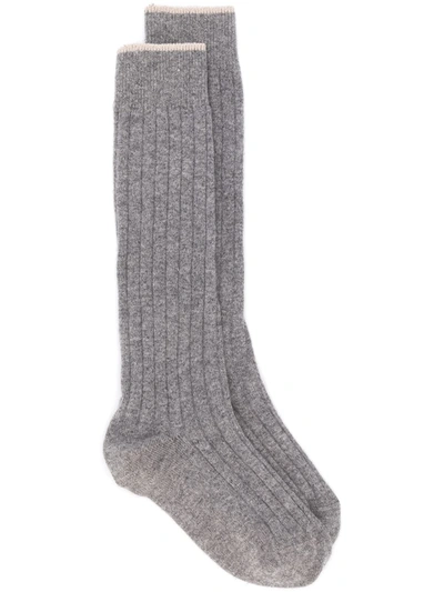 Brunello Cucinelli Ribbed Socks In Grey