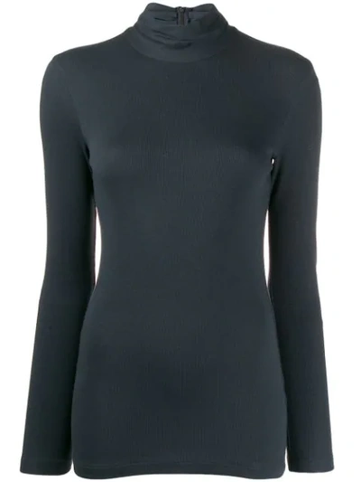 Brunello Cucinelli Turtle-neck Fitted Top In Blue