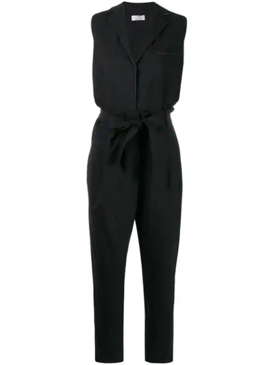 Brunello Cucinelli Waist-tied Jumpsuit In Black