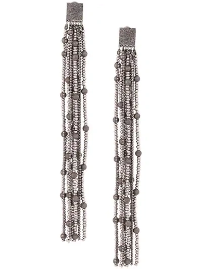 Brunello Cucinelli Long Chain Earrings In 银色