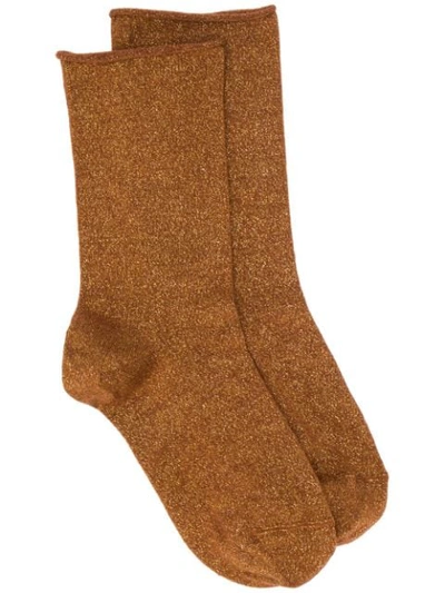 Brunello Cucinelli Metallic Threading Ankle Socks In C7395