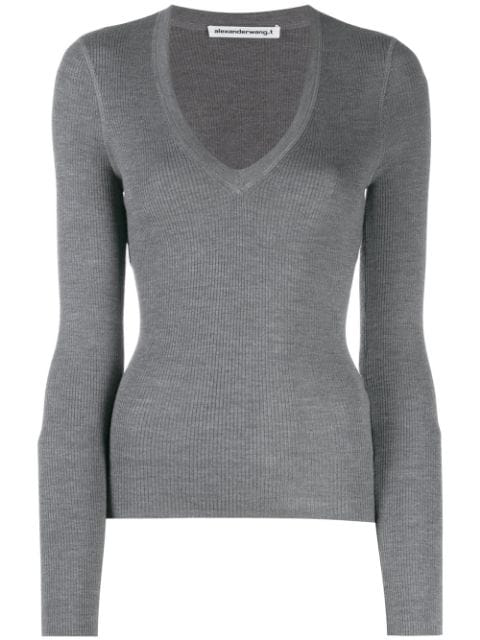 Alexander Wang T Fitted V Top In Grey | ModeSens