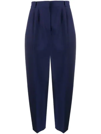 Alexander Mcqueen Cropped Peg Trousers In Blue