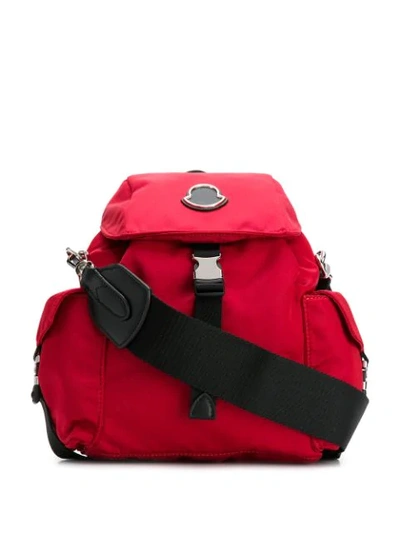 Moncler Logo Backpack In Red