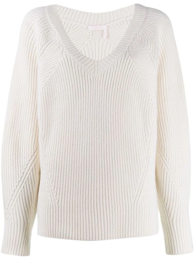 See By Chloé Oversized Ribbed Jumper In White