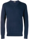 Z Zegna Stitched Crew Sweatshirt In Blue
