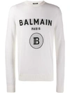 Balmain Jacquard Logo Knitted Sweater In White