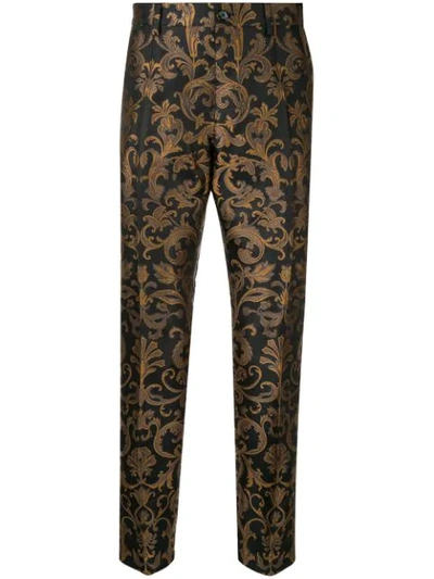 Dolce & Gabbana Tailored Jacquard Trousers In Black