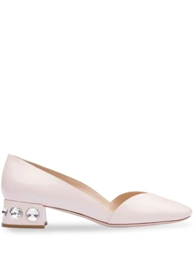 Miu Miu Crystal Embellished Pumps In Neutrals