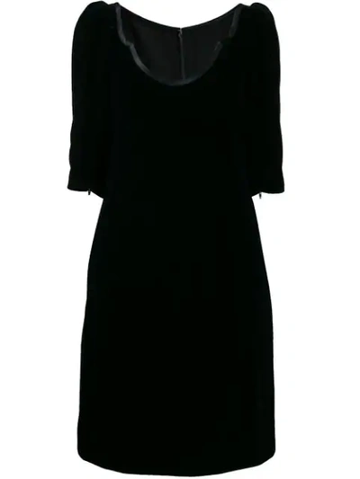 Pre-owned Saint Laurent Velvet Effect Slim Dress In Black