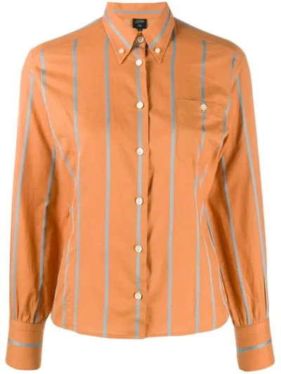 Pre-owned Jean Paul Gaultier Hemd Mit Besatzstreifen In Orange