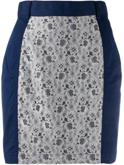 Pre-owned Jean Paul Gaultier Minirock Mit Spitzeneinsatz In Blue