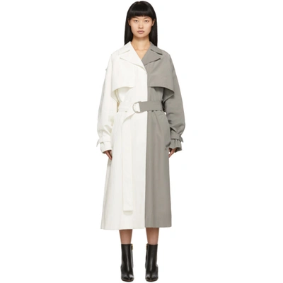 Givenchy Two-tone Linen And Cotton-blend Trench Coat In White