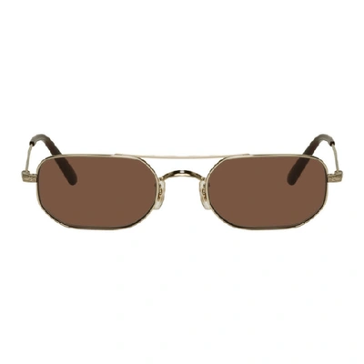 Oliver Peoples Gold Indio Sunglasses In Rosewood