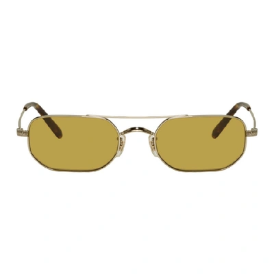 Oliver Peoples Gold Indio Sunglasses In Amber