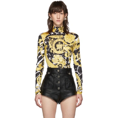 Versace Savage Barocco Print Bodysuit In A7900 Multi