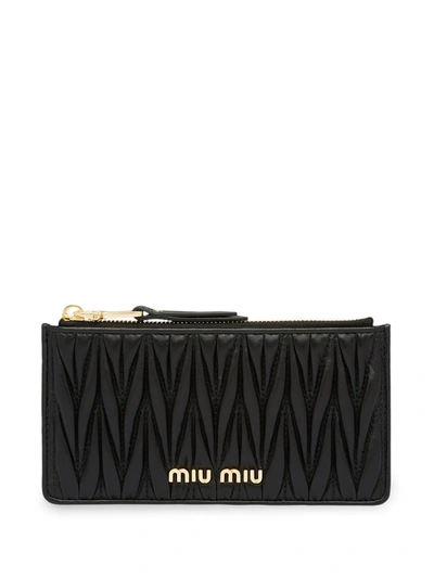 Miu Miu Black Matelassé Card Holder